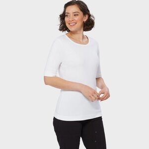 Duluth Trading Longtail Tee Elbow Sleeve Scoopneck White Womens XXL $26.50 MSRP